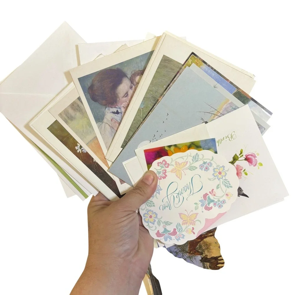 Vintage & Modern Greeting Card Lot Assorted Envelopes Floral Western Bulk Paper